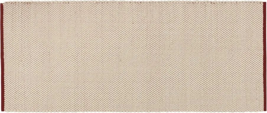 Covor tip traversă roșu/bej țesut manual din lână 80x170 cm Lenu – noo.ma