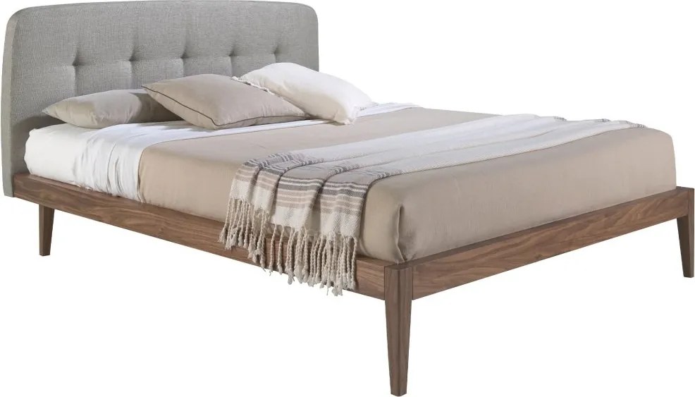 Pat dublu cu furnir din lemn Walnut, 160x200cm