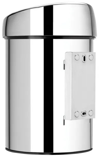 Cos de gunoi Brabantia Touch Bin 647210, 3 L, Deschidere lina si silentioasa, Montare pe perete, Otel inoxidabil lucios, Inox