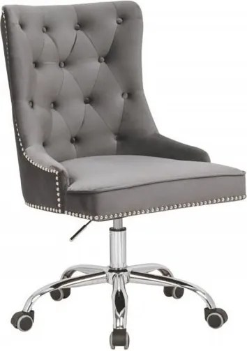 Scaun de birou elegant Victorian, catifea gri argintiu