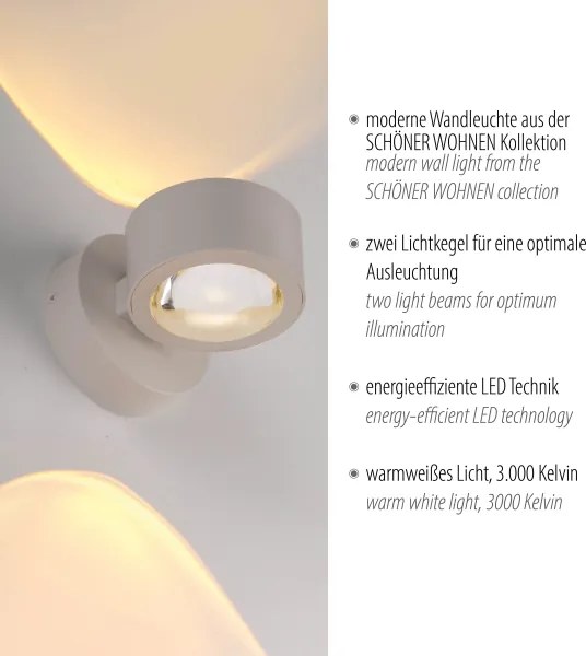Schöner Wohnen CHIA 19331-39 - Aplică de perete LED 2xLED/2W/230V, gri
