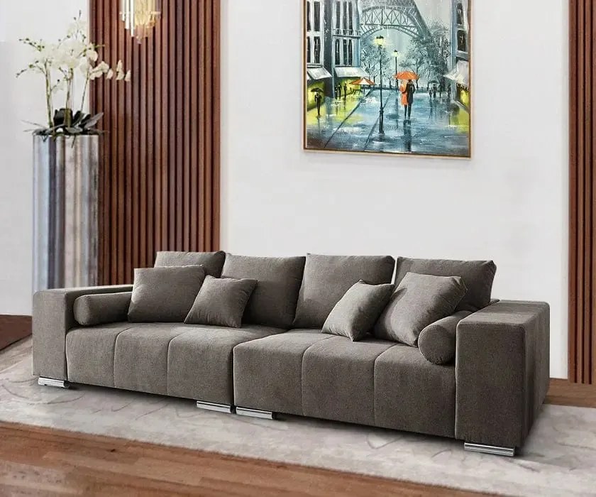 Canapea extensibilă dumonde cu ladă de depozitare si sezut confortabil din spuma high-density, Marbela Enjoy Kaki XXL 295x100 cm