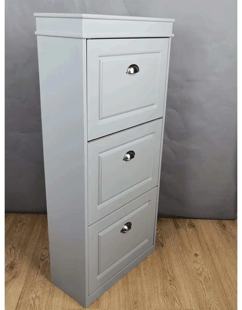 Pantofar, 3 usi compartimente duble, gri, mdf gri