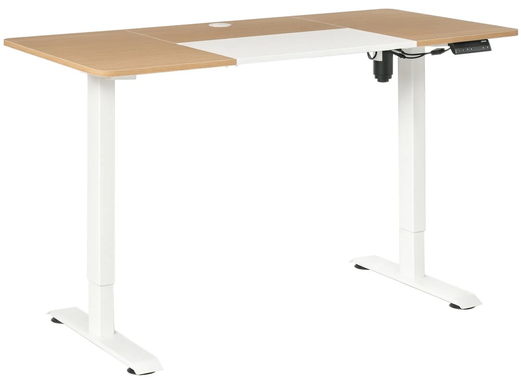 Birou Înălțime Reglabilă Electric Vinsetto 140 x 70 cm Birou de Calculator cu 4 Setări de Memorare, Blat de Masă din 4 Părți, Birou Stand-Sit cu Anti-Coliziune, Protecție la Suprasarcină Alb | Aosom Romania