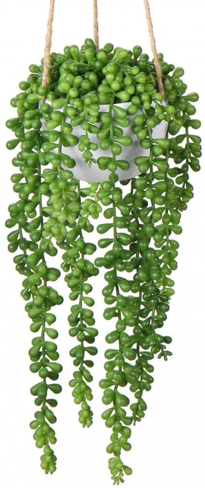 Planta artificiala Briful, plastic, alb/verde, 35,5 cm