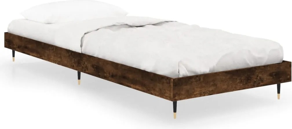 vidaXL Cadru pat fără saltea, stejar fumuriu 75x190 cm lemn prelucrat