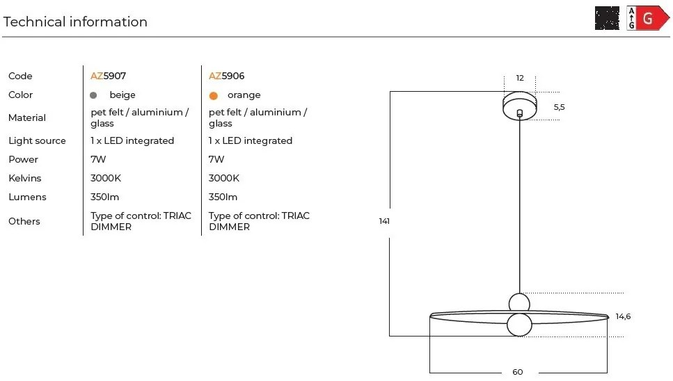 Lustra LED suspendata design decorativ FREYA 60 bej