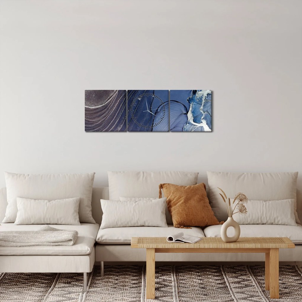 Tablou - Cerneală marmorată (cu ceas) (90x30 cm)