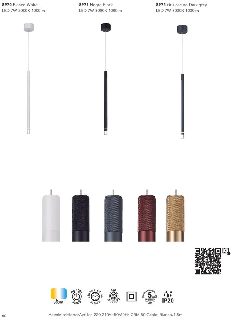 Pendul LED stil minimalist MOANA negru MA-8971