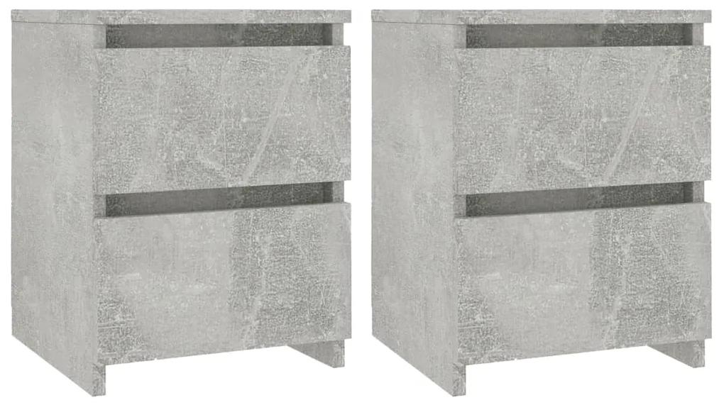 800522 vidaXL Noptiere, 2 buc., gri beton, 30 x 30 x 40 cm, PAL