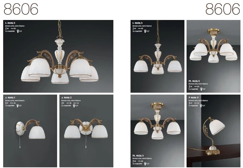 Veioza de masa clasica din alama design italian 8606
