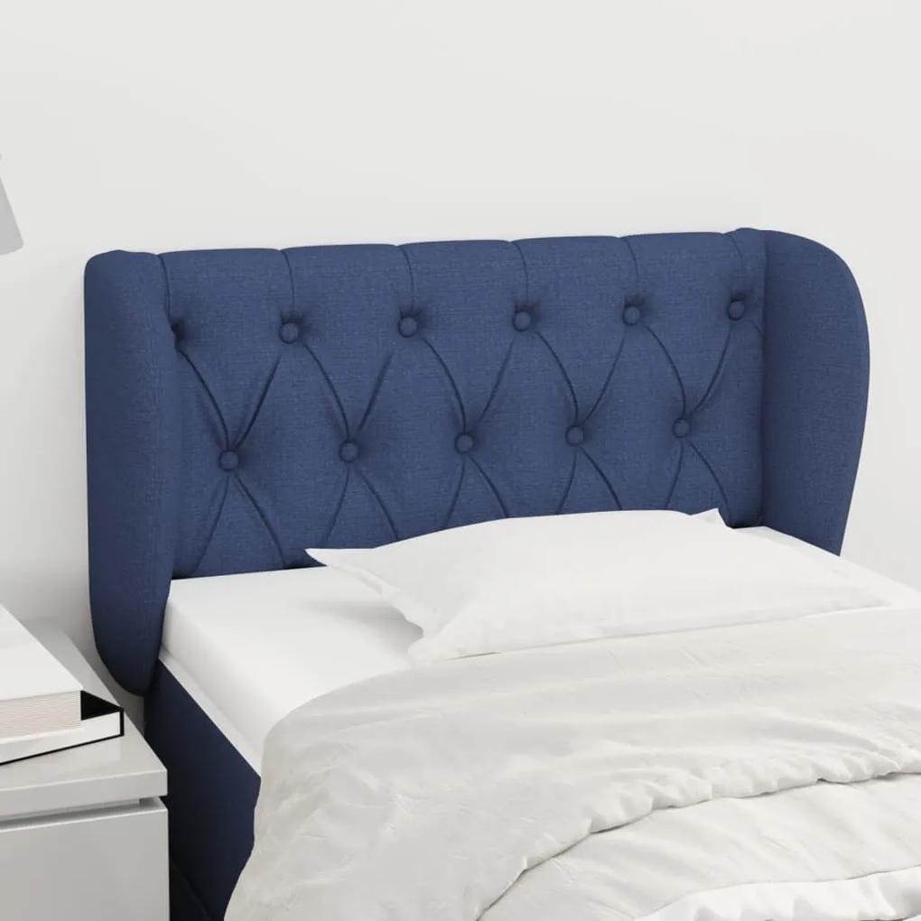 3117460 vidaXL Tăblie de pat cu aripioare, albastru, 83x23x78/88 cm  textil