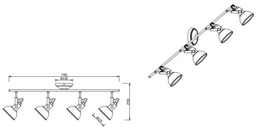Spot Trio GINA 4xE14/40W/230V alb