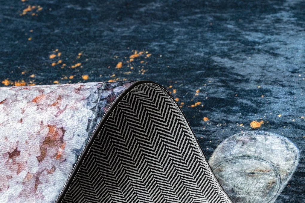 ANDRE 9002 covor lavabil linguri, condimente bucatarie, anti-alunecare - albastre / teracotă