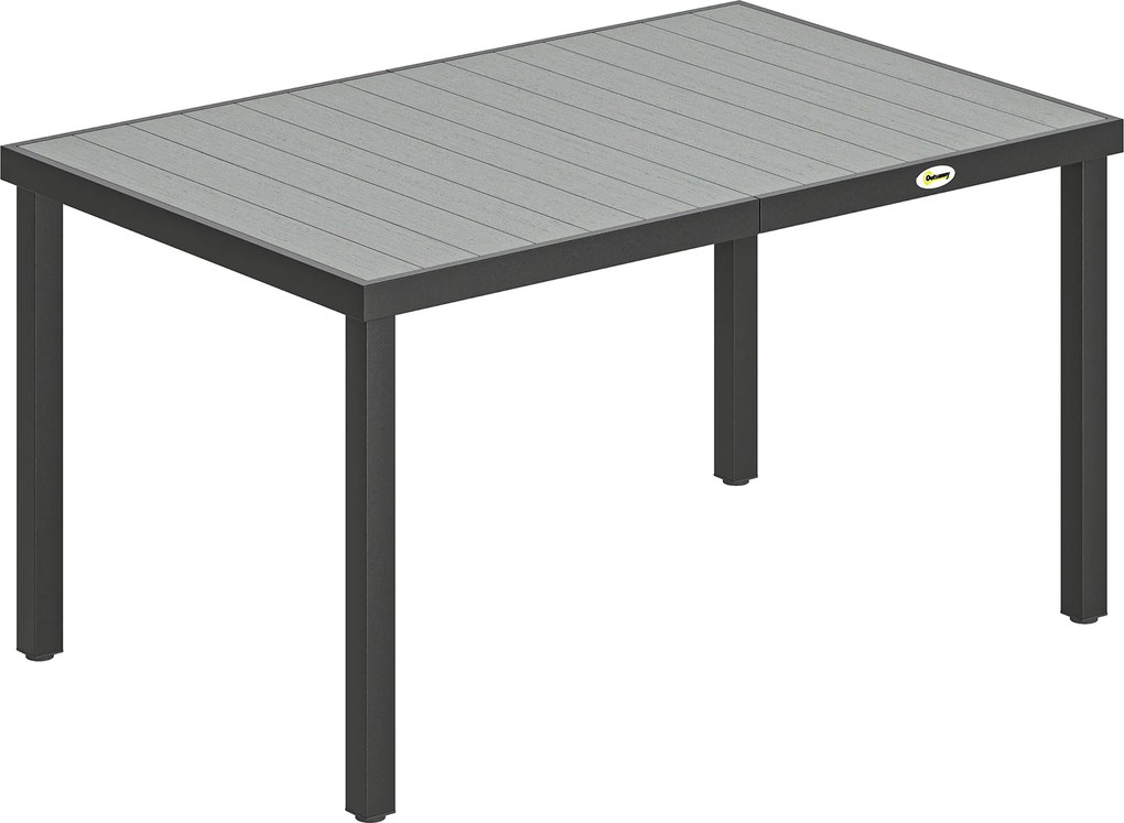 Outsunny Masă de grădină pentru 4-6 persoane, masă de exterior cu blat cu lamele, 140 x 90 x 74 cm, gri | Aosom Romania