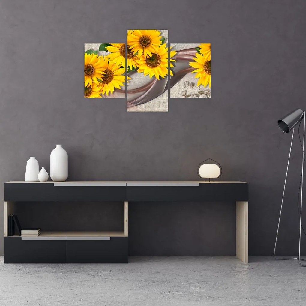 Tablou - Flori strălucitoare de floare soarelui (90x60 cm)