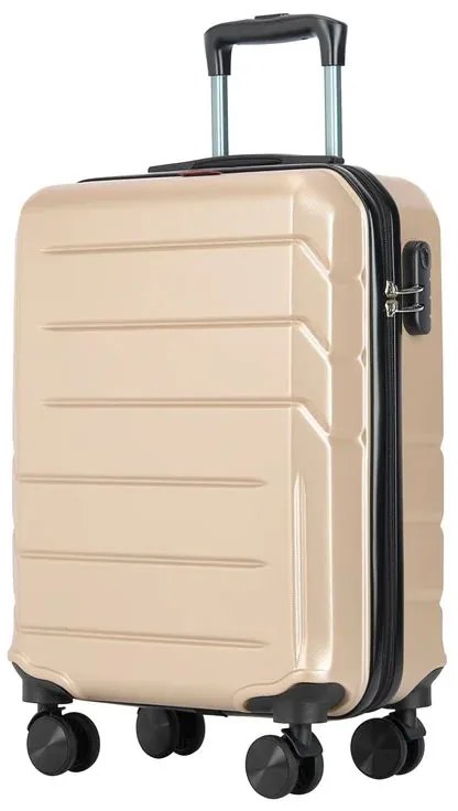 Valisă de cabină cu 4 roți Bontour „Spinner” cu încuietoare TSA, 55x39x20 cm, șampanie