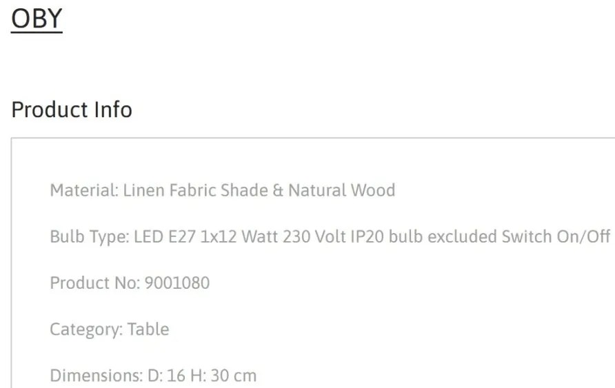 Lampa de masa design natural decorativ OBY