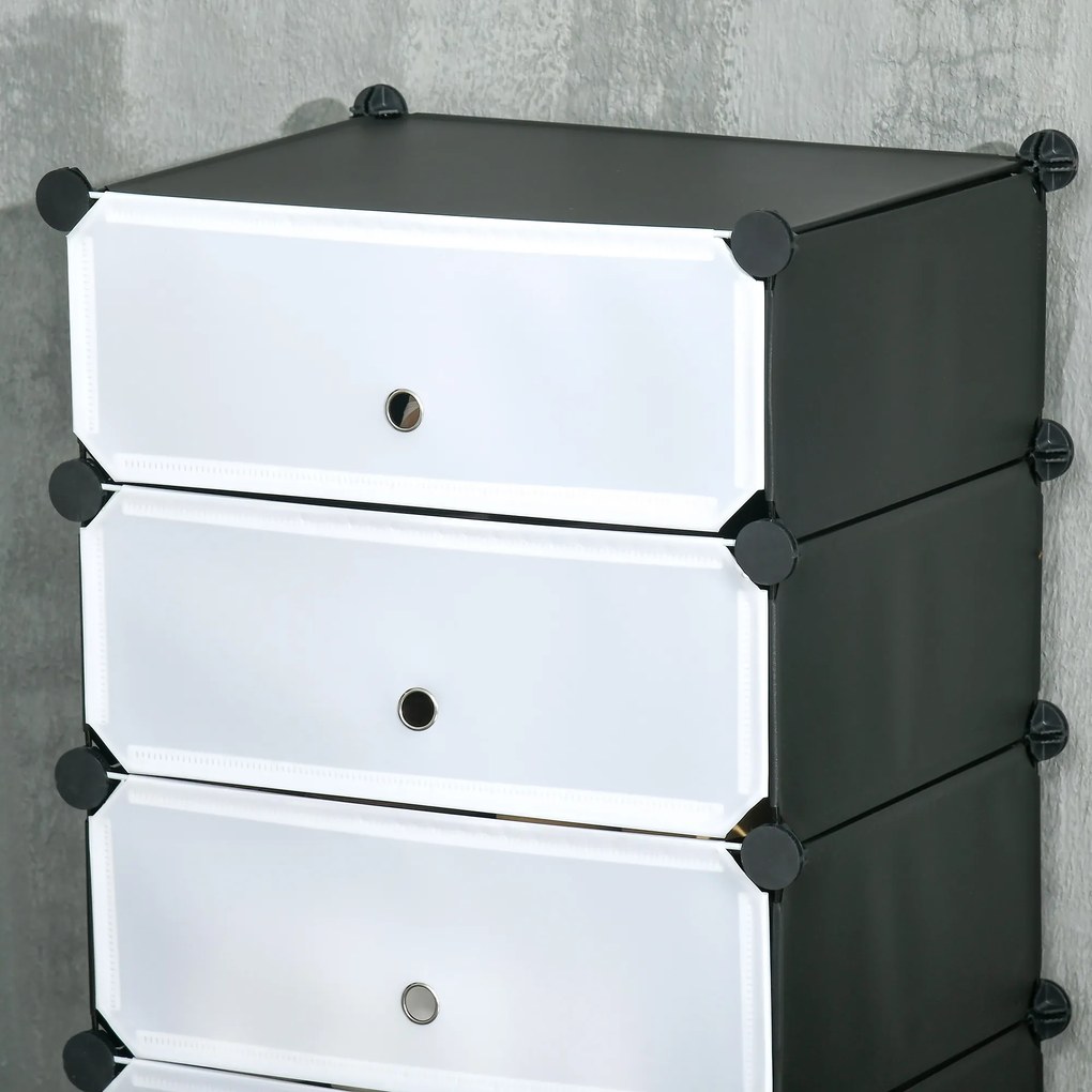 HOMCOM Mobilier pentru incaltaminte modular, 6 cuburi 45x35x17cm din plastic PP si otel, alb | Aosom Romania