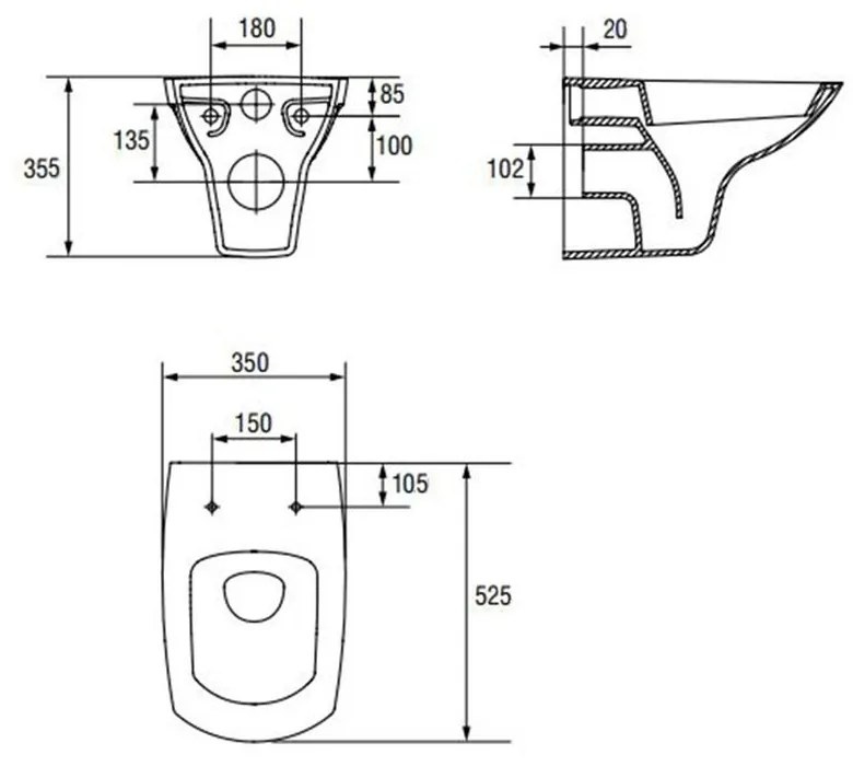 Vas wc suspendat rimless Clean on, Carina New, alb, Cersanit