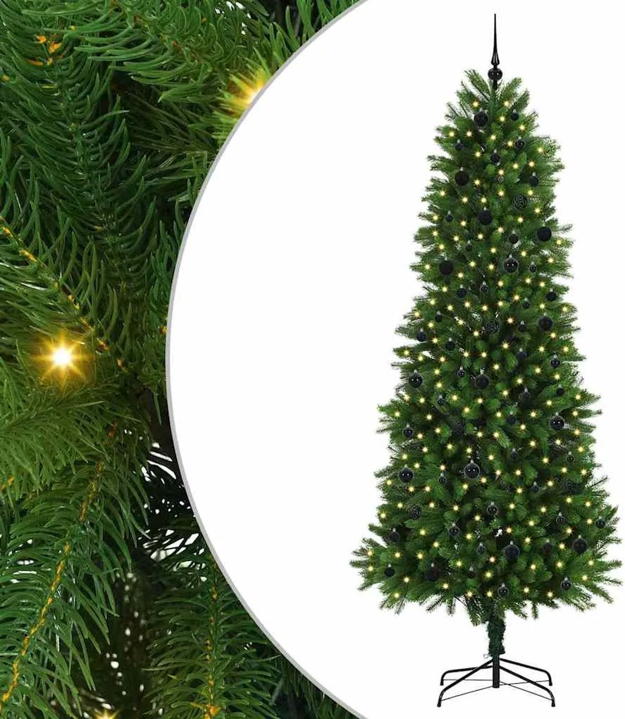 vidaXL Brad de Crăciun cu 300 LED cu suport Verde 240 cm PE