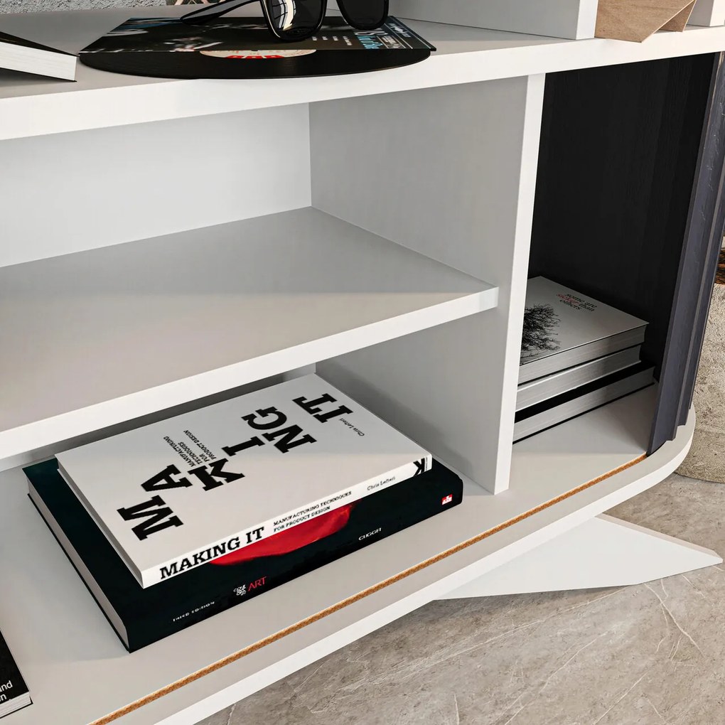 Bufet, Hanah Home, Stor, 150x43x75 cm, Alb / Antracit