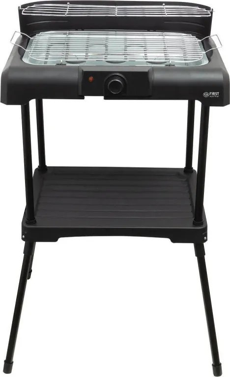 Gratar electric First Austria FA-5350-3, 2200 W, Termostat, Placi detasabile, Gratar cromata, Raft, Negru