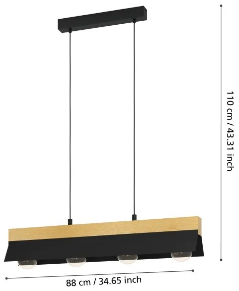 Lustră pe cablu TARRAFO 4xE27/40W/230V Eglo 900444