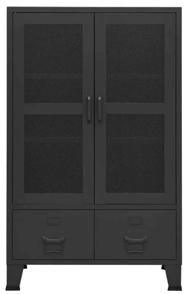 Dulap de depozitare industrial, negru, 70x40x115 cm, metal 1, Negru, Negru