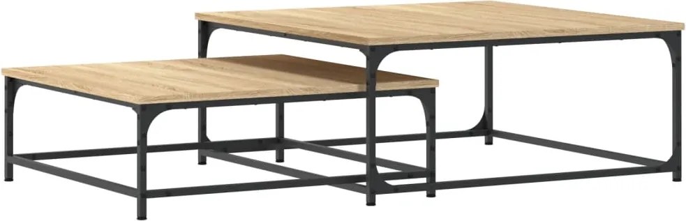 vidaXL Mese suprapuse de cafea, 2 buc, stejar sonoma, lemn prelucrat