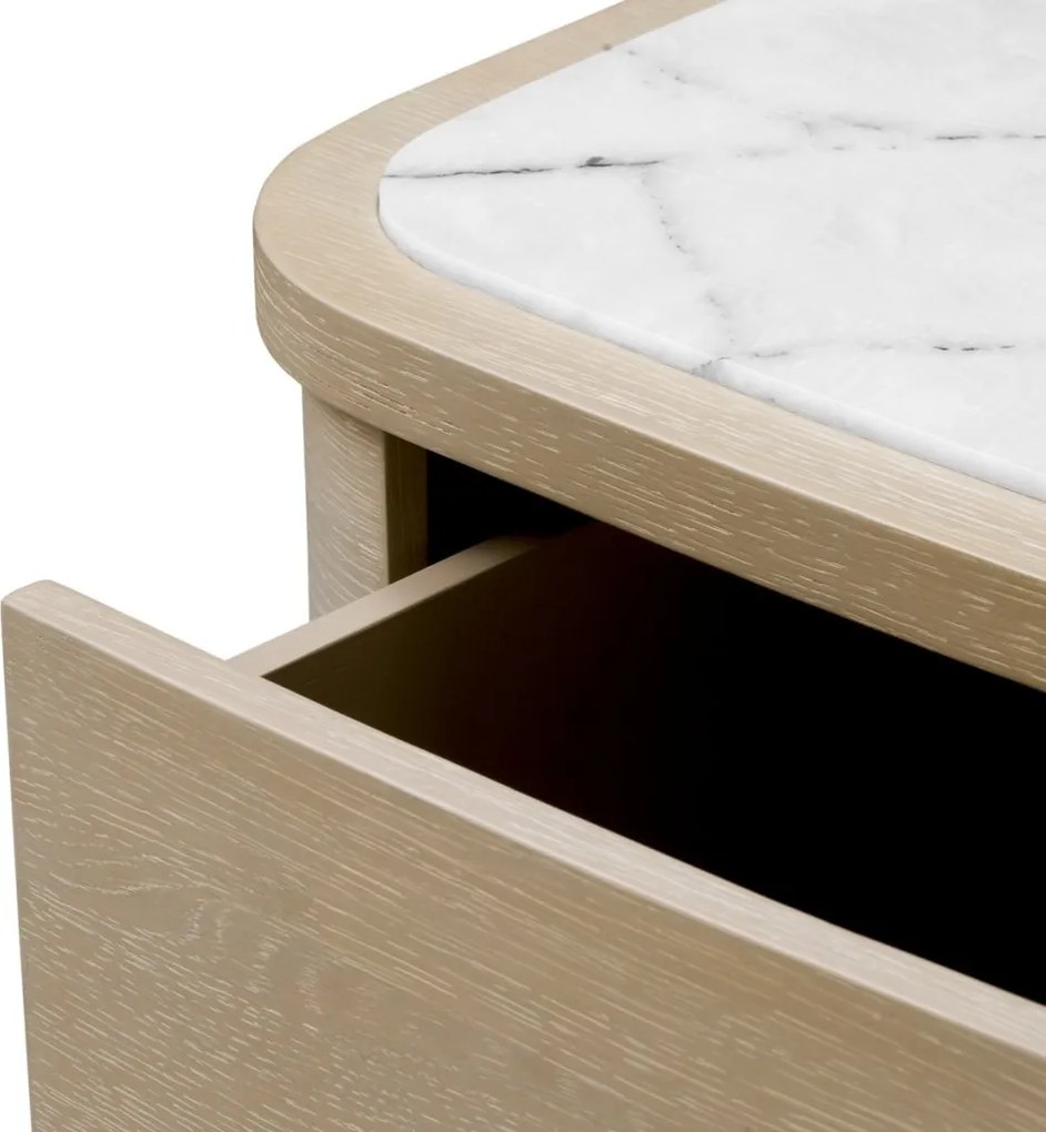 Noptiera/ masuta laterala design LUX Cabana S, furnir stejar albit