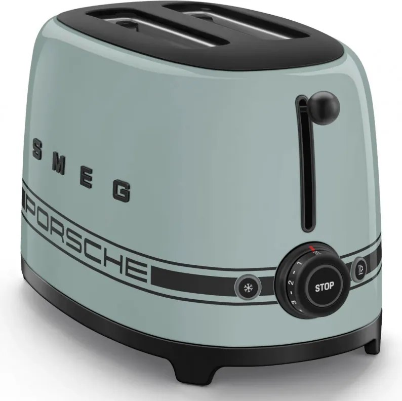 Prajitor de paine SMEG 50's Style Porsche TSF01PSGEU, 950 W, 2 felii, 6 trepte, Tava pentru firimituri, Cablu integrat, Otel inoxidabil, Verde