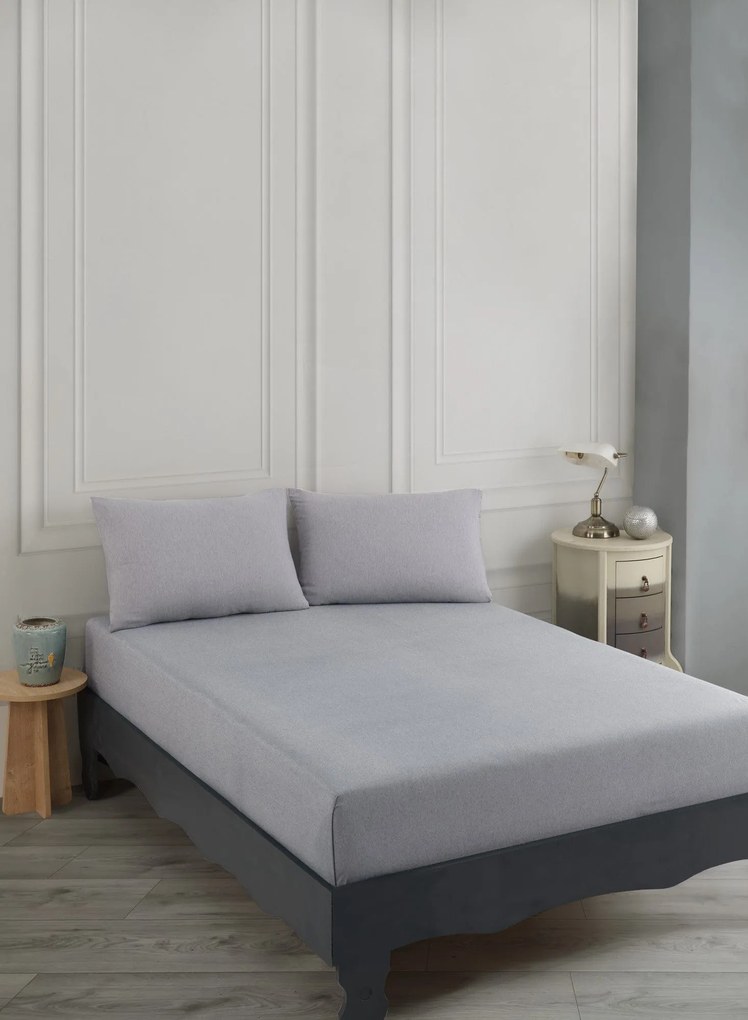 Set husa pat dublu ROAD POTLU, gri deschis, bumbac/poliester, 160x200