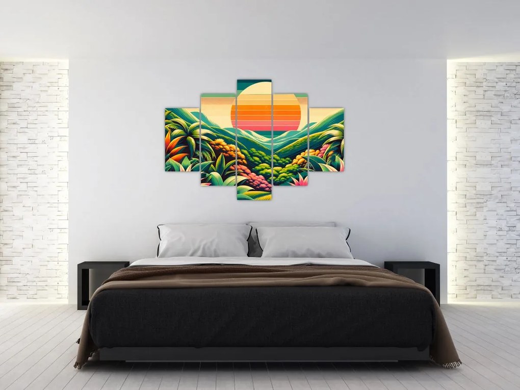 Tablou - Apus de soare multicolor (150x105 cm)