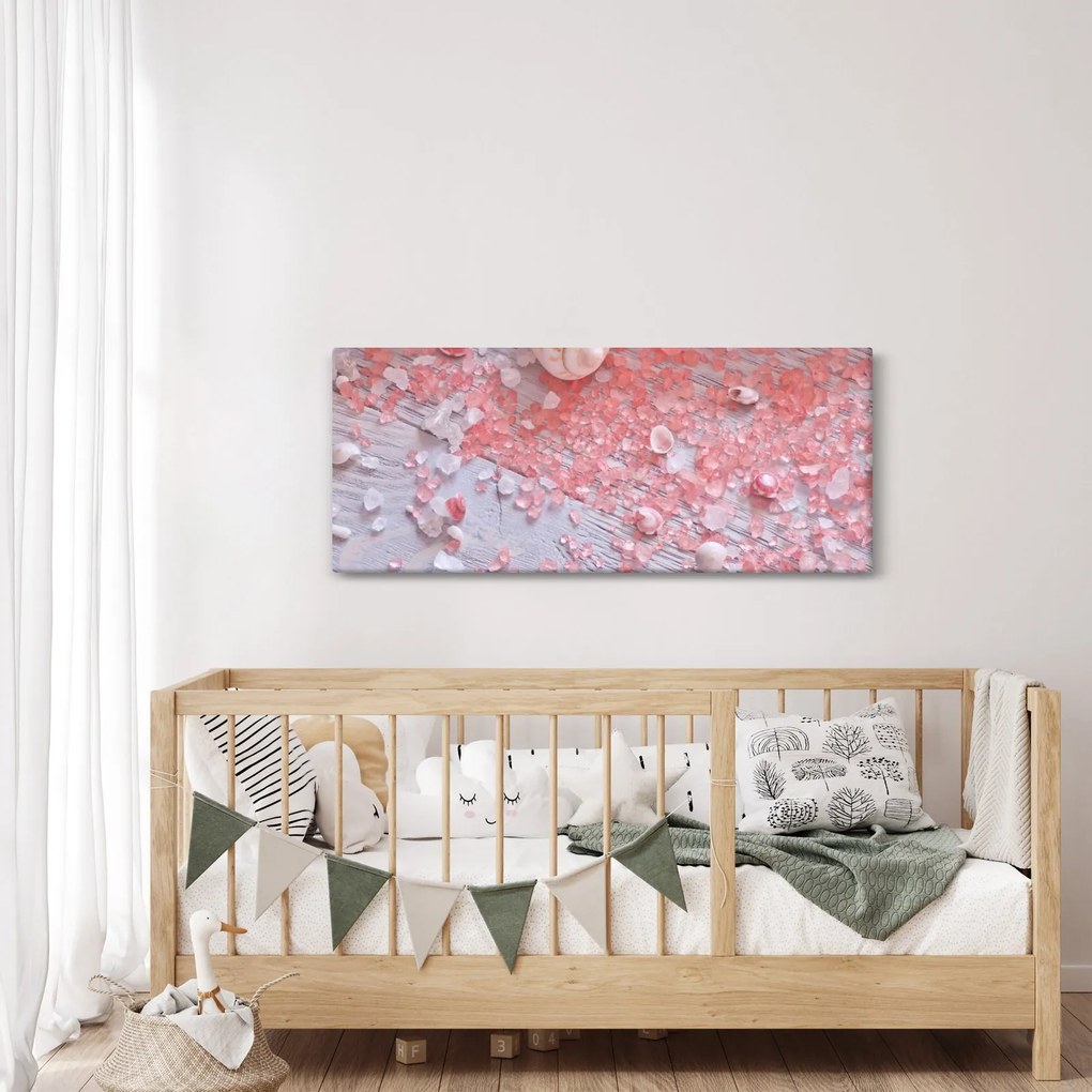 Tablou - Atmosfera de litoral în nuanțe roz (120x50 cm)