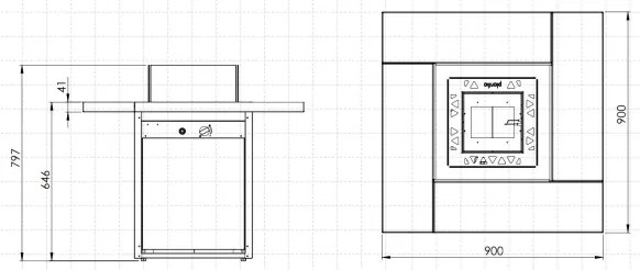 Șemineu de exterior pe gaz Planika Square Table GAS 79,7x90 cm 10kW