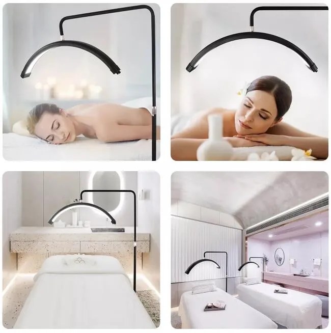Lampa cu led, semiluna, 28 de inch, moonlight, pentru cosmetica, make-up, dermopigmentare, tatto, lash artisti, neagra Mdey Light