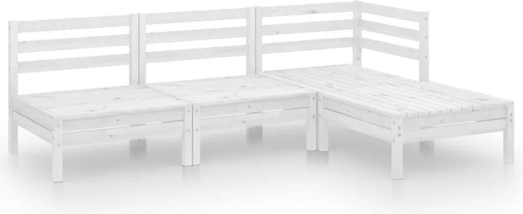 vidaXL Set mobilier de grădină, 4 piese, alb, lemn masiv de pin