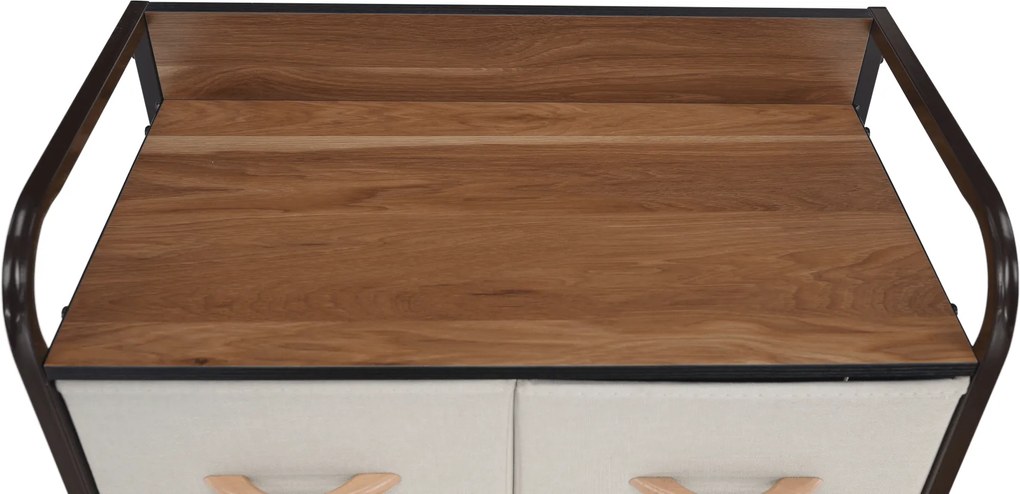 Comodă cu sertare din material textil, negru/bej/maro deschis/maro închis, HAZEL TYP 2