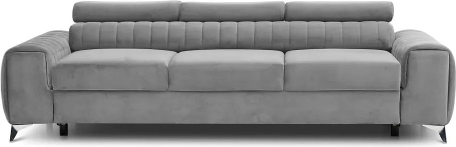 Canapea gri deschis extensibilă cu tapițerie din catifea 261 cm Laurence – ELTAP