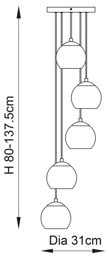 Endon 91972 - Lustră pe cablu DIMPLE 5xE14/7W/230V auriu/bej fumuriu