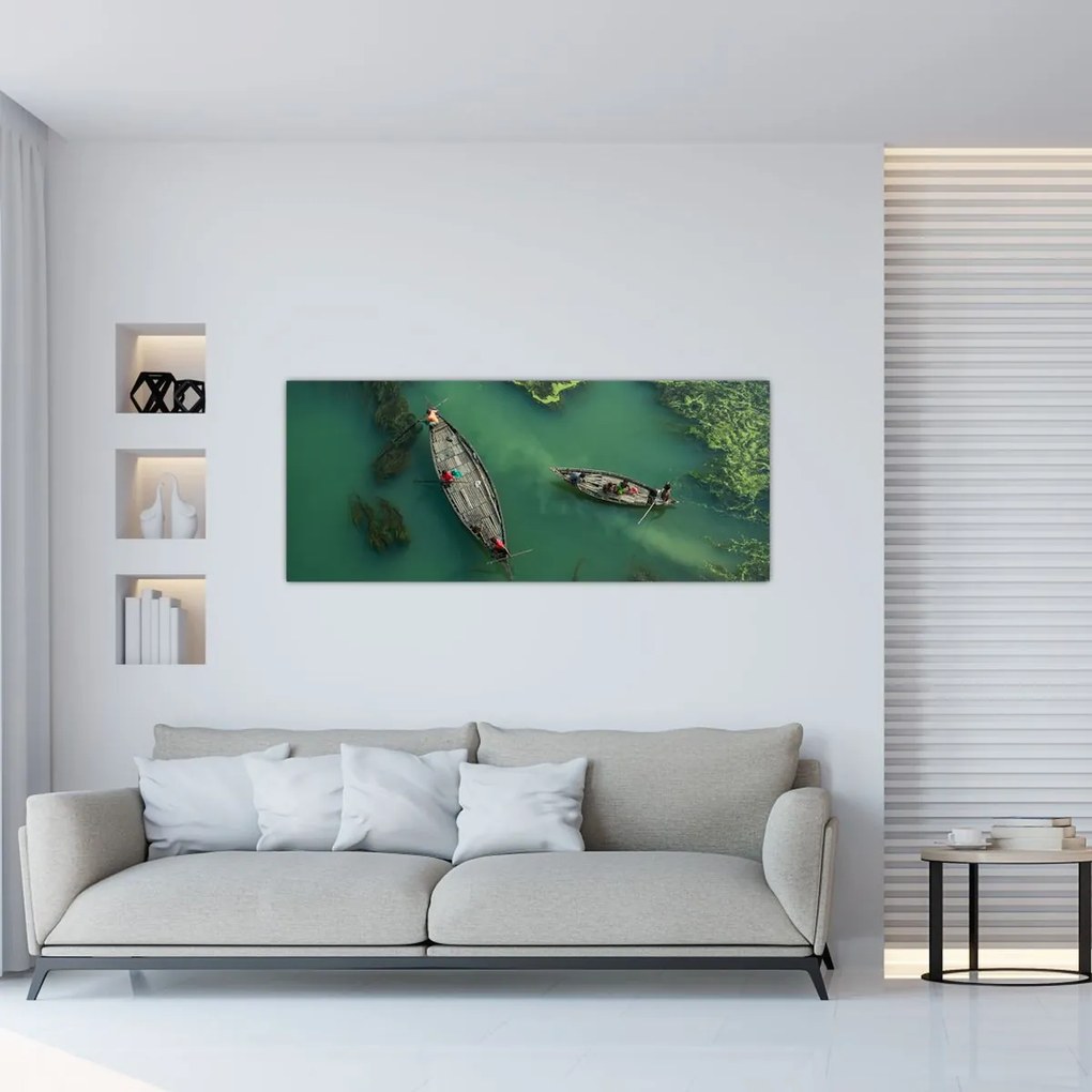 Tablou - Pescarii de pe râu (120x50 cm)