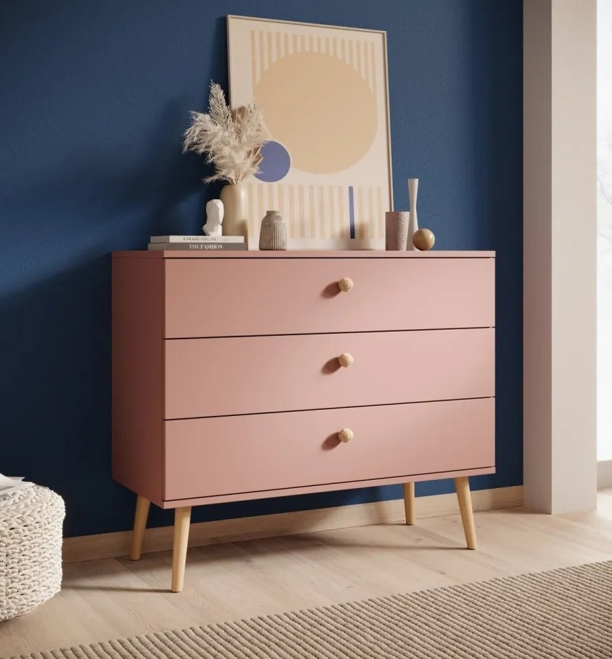 Comodă cu trei sertare, Beni, ADRK Furniture (Culoare: Stejar Artizanal / Stejar Artizanal)