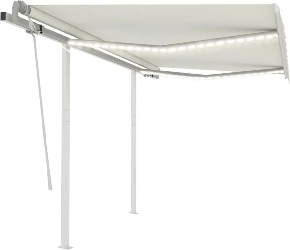 vidaXL Copertină retractabilă manual cu LED, crem, 3,5x2,5 m
