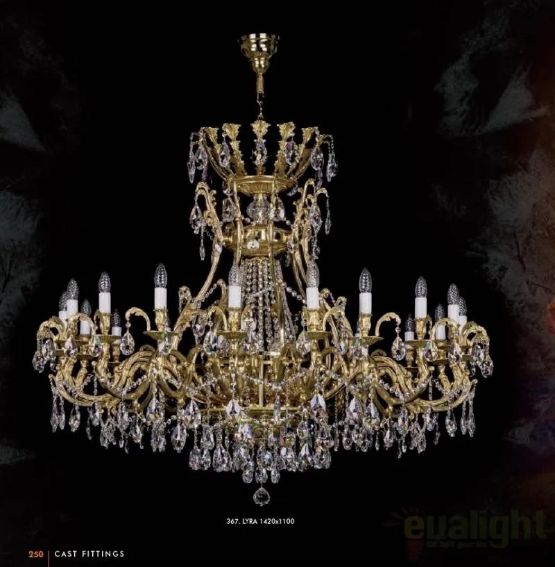 Candelabru XL Cristal Bohemia Exclusive 21 brate LYRA 1420x1100 CE