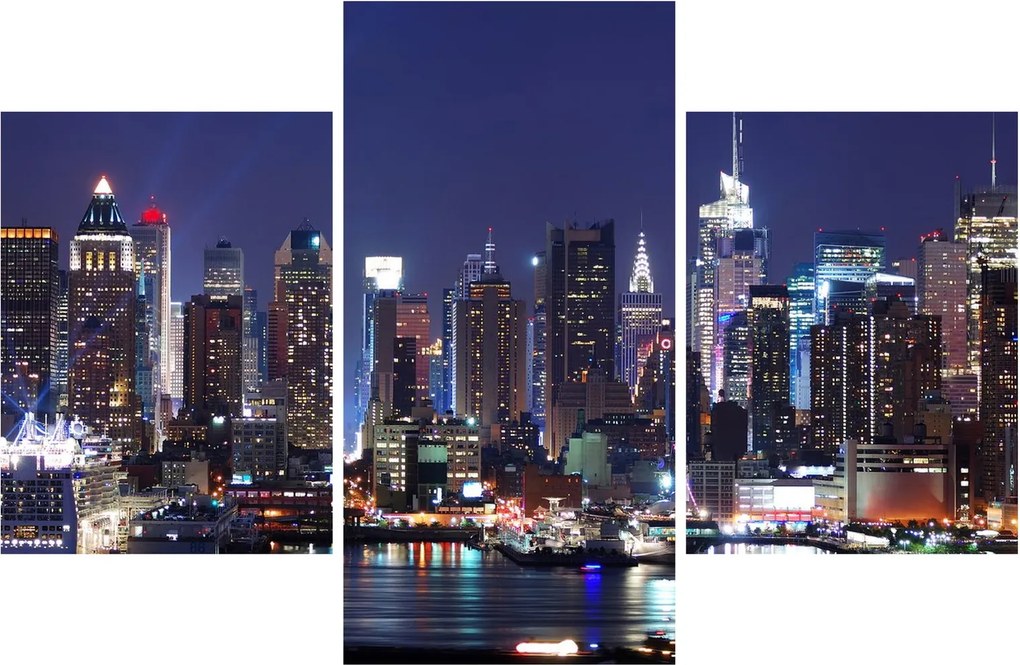 Tablou - Zgârie-nori din New York iluminate (90x60 cm)