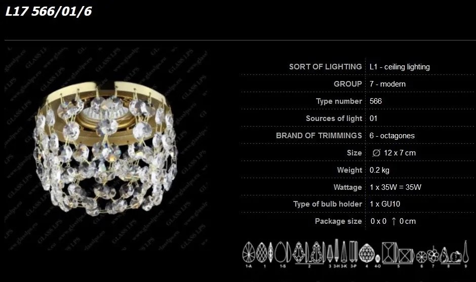 Spot tavan fals cristal Bohemia L17 566/01/6