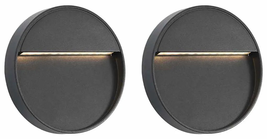 vidaXL Lămpi de perete LED de exterior, 2 buc., negru, 3 W, rotund