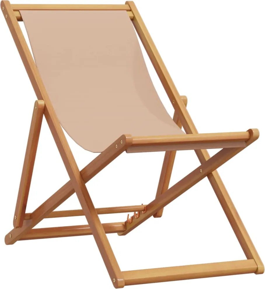 vidaXL Scaun de plajă pliabile, taupe, lemn masiv eucalipt și țesătură