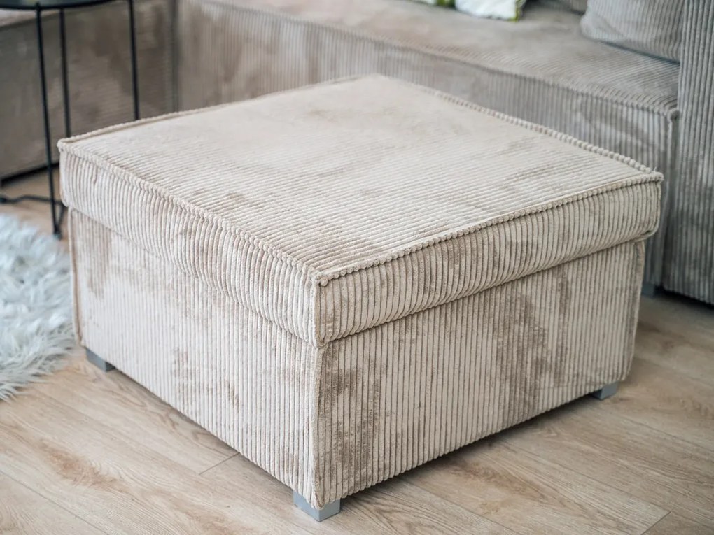 Taburet crem SMART COSARO cu spatiu de depozitare 65x65 cm